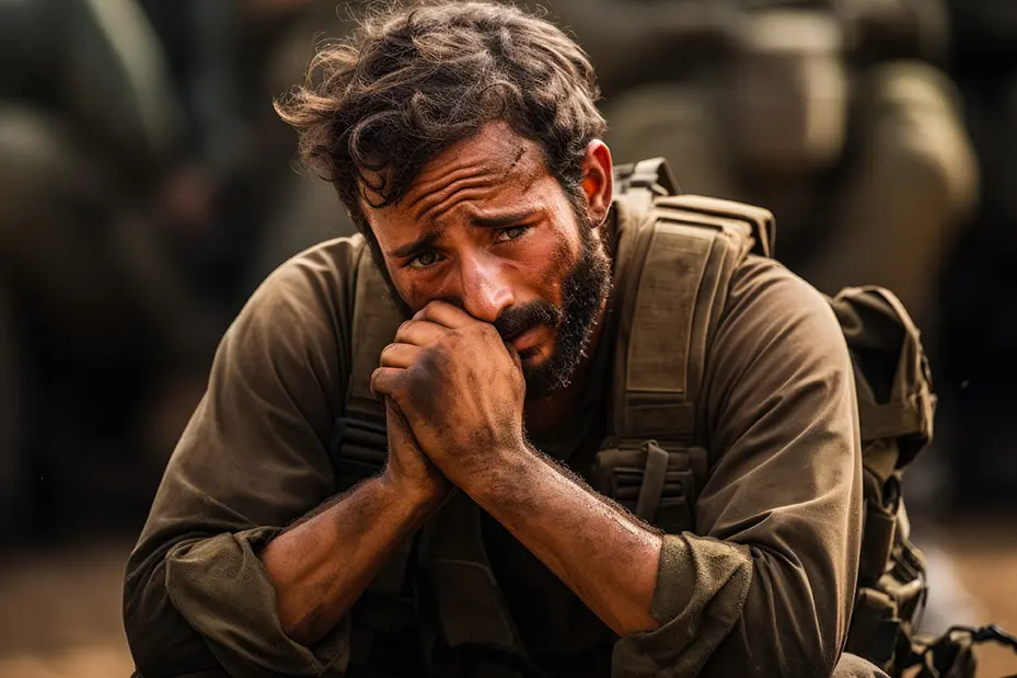 Soldier Broken Down Praying